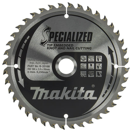 Afbeelding Makita zaagb tipe 165x20x2,0 40t 18g B-33168