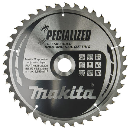 Afbeelding Makita zaagb tipe 270x30x2,6 40t 18g B-33205