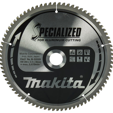 Afbeelding Makita zaagb alu 260x30x2,4 80t -5g B-33320