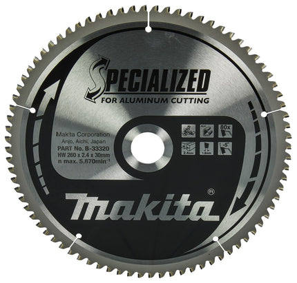 Afbeelding Makita zaagb alu 260x30x2,4 80t -5g B-33320