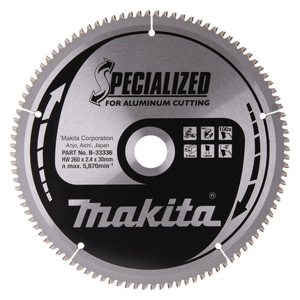 Afbeelding Makita zaagb alu 260x30x2,4 100t -5g B-33336