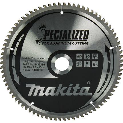 Afbeelding Makita zaagb.alu 260x30x2,8 80t 0g B-33386