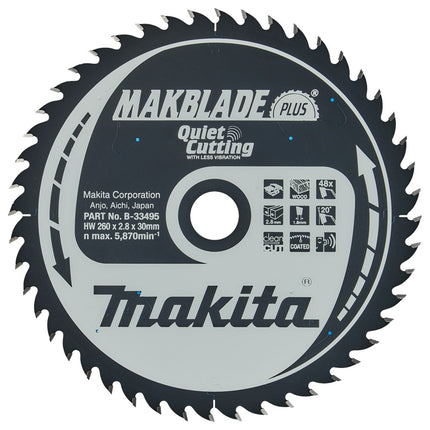 Afbeelding Makita zaagb q c 260x30x2,8 48t 20g B-33495