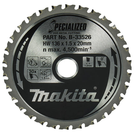 Afbeelding Makita zaagb met. 136x20x1,5 30t 0g B-33526