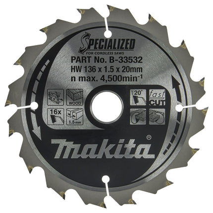 Afbeelding Makita zaagb hout 136x20x1,5 16t 20g B-33532