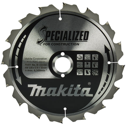Afbeelding Makita zaagb.bouw 235x30x3 16t 20g B-33560