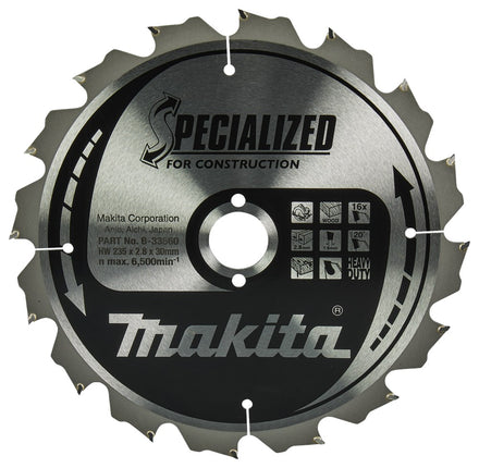 Afbeelding Makita zaagb.bouw 235x30x3 16t 20g B-33560