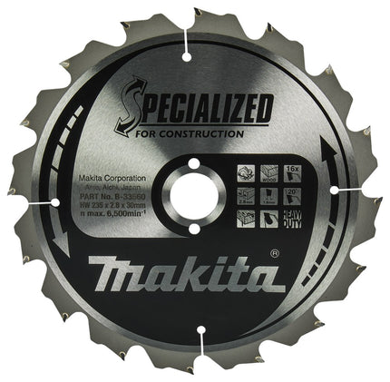 Afbeelding Makita zaagb.bouw 235x30x3 16t 20g B-33560