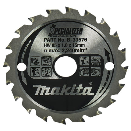 Afbeelding Makita zaagb hout 85x15x1,0 20t 10g B-33576