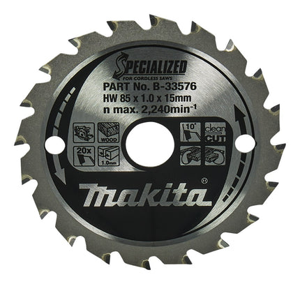 Afbeelding Makita zaagb hout 85x15x1,0 20t 10g B-33576