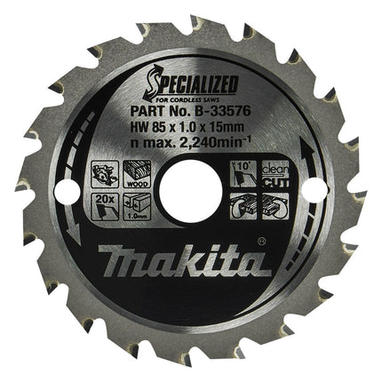 Afbeelding Makita zaagb hout 85x15x1,0 20t 10g B-33576