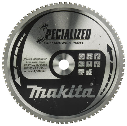 Afbeelding Makita zaagb sandwp 355x30x2,6 80t 0g B-33607