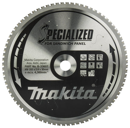Afbeelding Makita zaagb sandwp 355x30x2,6 80t 0g B-33607