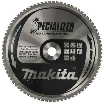 Afbeelding Makita zaagb sandwp 355x30x2,6 80t 0g B-33607