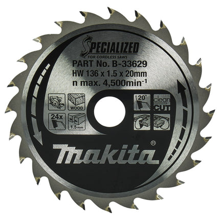 Afbeelding Makita zaagb 136x20x1,5 24t 20g B-33629