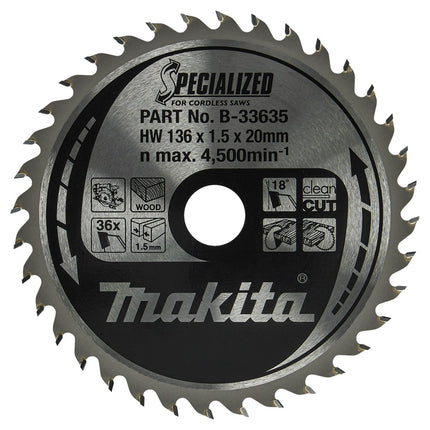 Afbeelding Makita zaagb 136x20x1,5 36t 18g B-33635