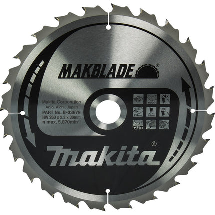 Afbeelding Makita zaagb.hout 260x30x2,3 24t 20g B-33679
