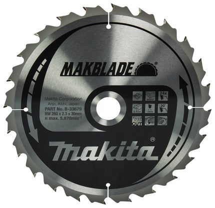 Afbeelding Makita zaagb.hout 260x30x2,3 24t 20g B-33679