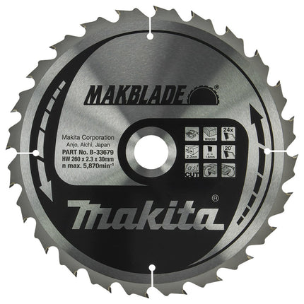 Afbeelding Makita zaagb.hout 260x30x2,3 24t 20g B-33679