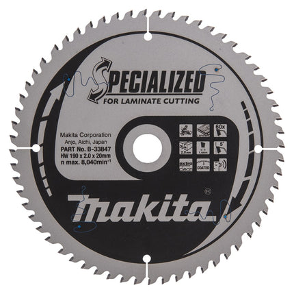 Afbeelding Makita zaagb lami 190x30x2,0 60t 20g B-33847