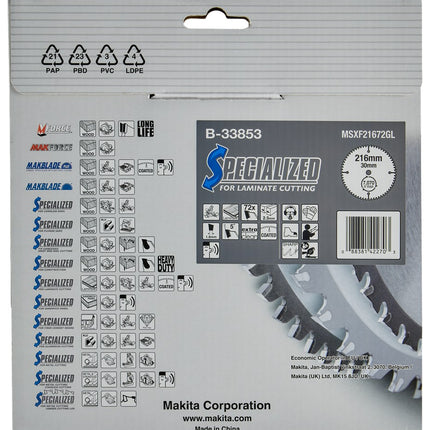 Afbeelding Makita zaagb laminat 216x30x2,5 72t5g B-33853
