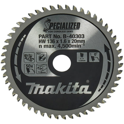 Afbeelding Makita zaagb alu 136x20x1,6 50t 0g B-40303