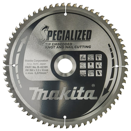 Afbeelding Makita zaagb tipe 260x30x2,3 64t 5g B-42391