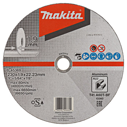 Afbeelding Makita doorslijpschijf 230x1,9mm alu B-45369