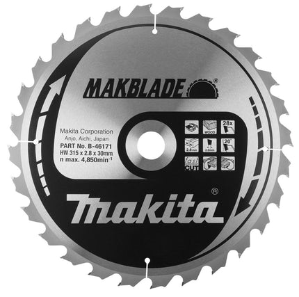 Afbeelding Makita zaagb 315x30x2.8 24t 20g B-46171
