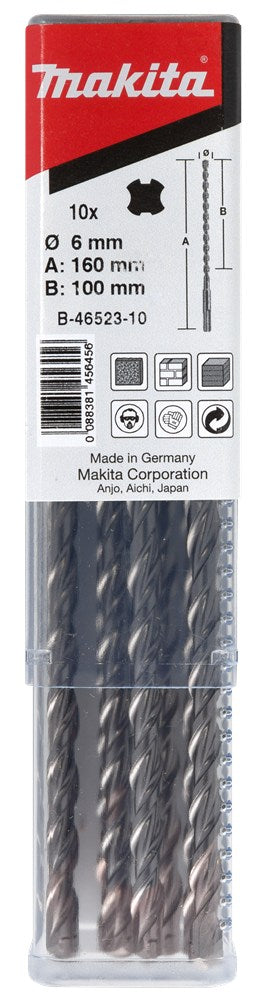Afbeelding Makita p2s sds-plus boor 6x160mm 10st B-46523-10