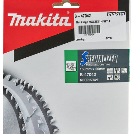 Afbeelding Makita zaagb met. 150x20x1,4 52t 0gr B-47042