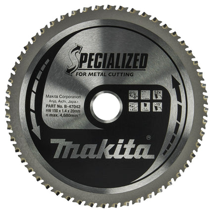 Afbeelding Makita zaagb met. 150x20x1,4 52t 0gr B-47042