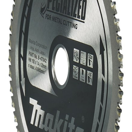 Afbeelding Makita zaagb met. 150x20x1,4 52t 0gr B-47042