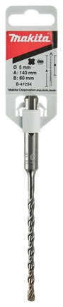 Afbeelding Makita p2s: sds-plus boor 5x140mm B-47254