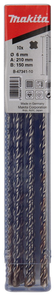 Afbeelding Makita p2s:sds-plus boor 6x210mm 10st B-47341-10