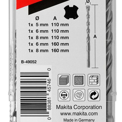 Afbeelding Makita p2s sds-plus 5/6/8x110 6/8x160 B-49052