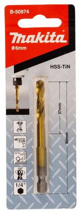 Afbeelding Makita metaalb hss-tin slags 6,0x80mm B-50974