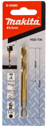 Afbeelding Makita metaalb hss-tin slags 6,5x81mm B-50980