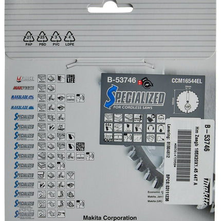 Afbeelding Makita zaagb lami 165x20x1,45 44t 23g B-53746