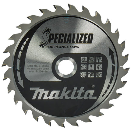 Afbeelding Makita zaagb hout 165x20x2 28t B-56758
