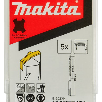 Afbeelding Makita sds hamerboor 5x110 5stk B-60230