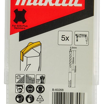 Afbeelding Makita sds hamerboor 5x5x160 5stk B-60268