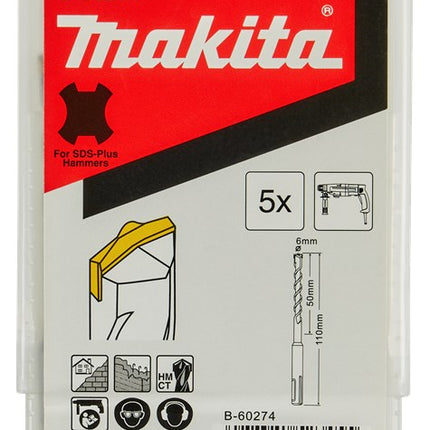 Afbeelding Makita sds hamerboor 6x110 5stk B-60274