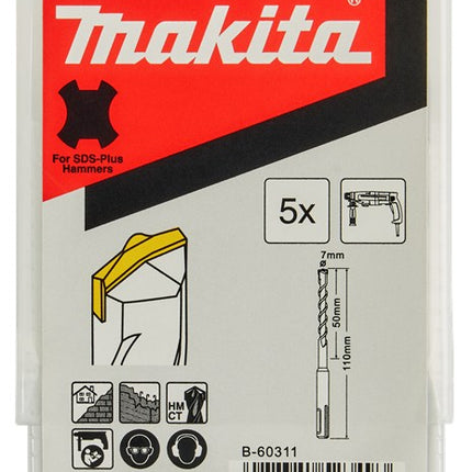 Afbeelding Makita sds hamerboor 7x110 5stk B-60311