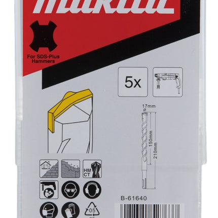 Afbeelding Makita sds hamerboor 17x210 5stk B-61640