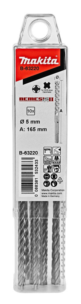 Afbeelding Makita p4s:sds-plus boor 5x165mm 10st B-63220