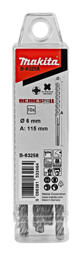 Afbeelding Makita p4s:sds-plus boor 6x110mm 10st B-63258