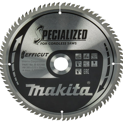 Afbeelding Makita zaagb.hout 260x30 80t ffcut B-67290
