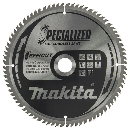 Afbeelding Makita zaagb.hout 260x30 80t ffcut B-67290
