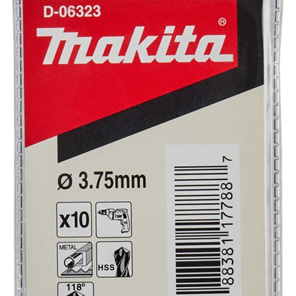 Afbeelding Makita metaalboor hss 3,7x70mm 10pcs D-06323
